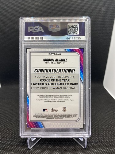 2020 Bowman Chrome Yordan Alvarez Orange 🍊 ROY Favorite Auto /25 Psa 10 - Bild 4 von 4
