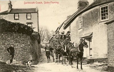 Stoke Fleming Dartmouth Coach schöne animierte Szene um 1912