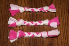New Set of 6 Pink  White Girl Handmade Braided Fleece Cat Toys FREE S/H BCR