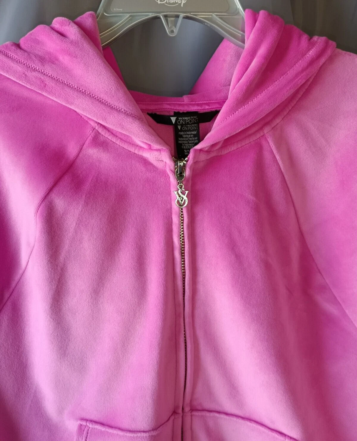 UNDERCOVER Felpa con cappuccio e zip Victoria's Secret On Point rosa in velluto taglia S