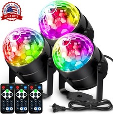  Paquete de 3 Luces de fiesta de DJ con bola de discoteca y control remoto acti