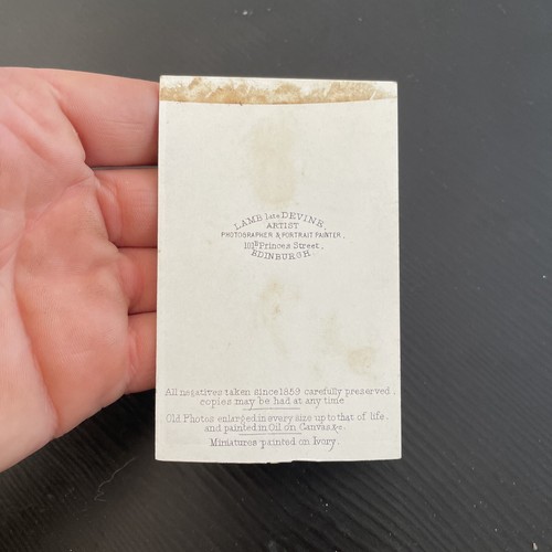 CDV Cabinet Studio Card Photograph Studio c1870s GoldRush Lame Devine Edinburgh - Picture 2 of 2