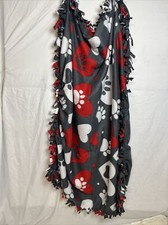 Hand Made Paw Print Hand Tied Double Sided Blanket Size 48" x 42"
