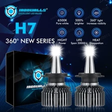 8-sides LED Headlights H7 Kit Low Beam Bulbs 6500K Super Bright White High Power