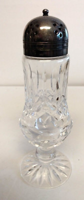 WATERFORD Crystal Muffineer LISMORE 8'' Sugar Shaker Silver Plated Dome Lid Top