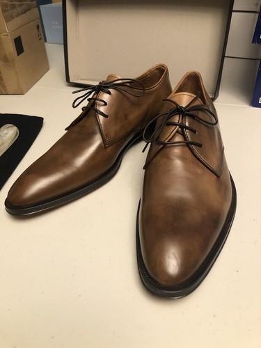 Vintage Barneys New York Leather Blucher Shoes Brown Size 12 Made In Italy $491 - Picture 4 of 12