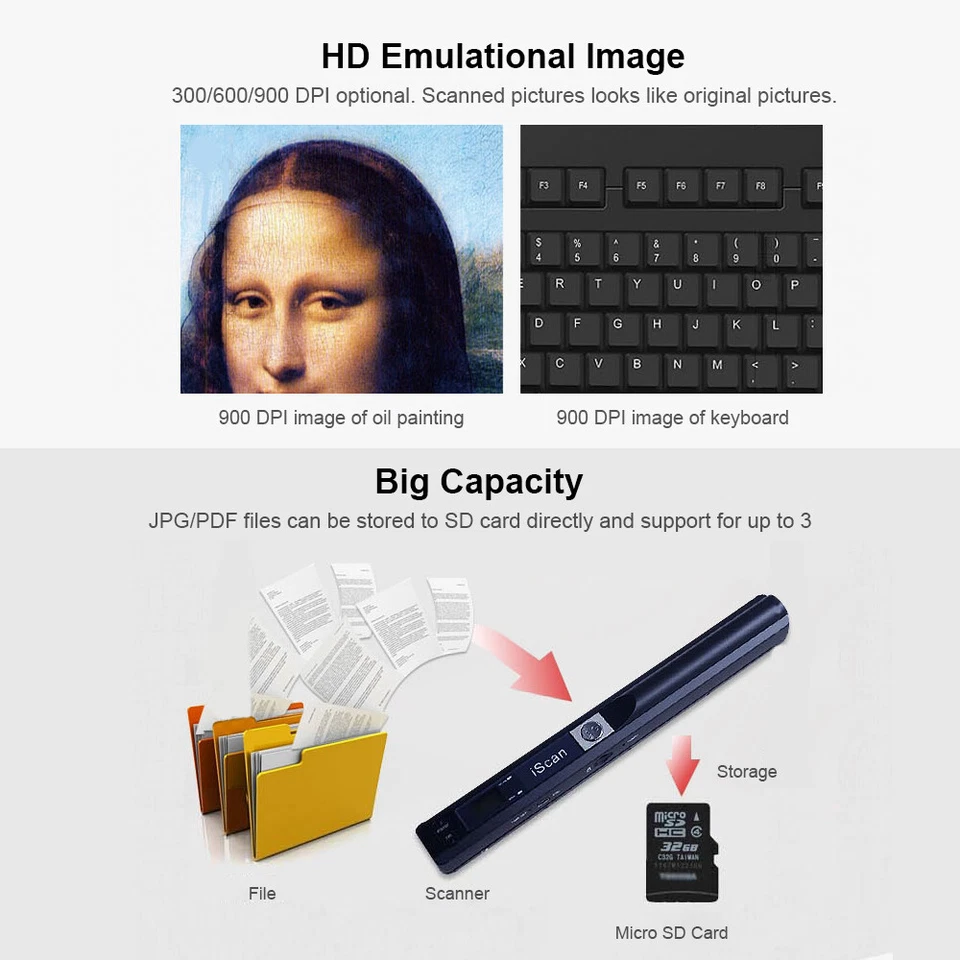 Portable Mini 900DPI iSCAN Handheld Scanner USB A4 Photo Document Handyscan L6Q6 - Image 3 of 4