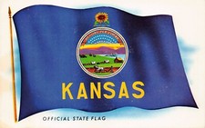 Topeka KS Kansas Flag Jack Brier Secretary of State Republican Postcard L12