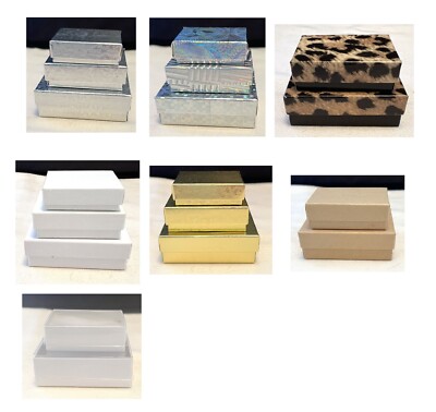 Cotton Filled Small Jewelry Gift Boxes -7 Styles - 3 Sizes - Cases of 100