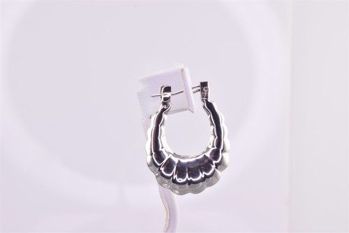 Taxco Sterling Silver 34mm x 26mm x 4mm Polished Clam Shell 925 Hoop Earrings - Picture 4 of 6