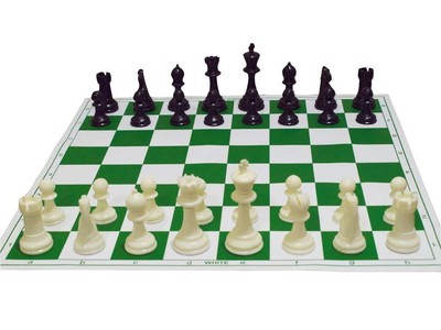 StonKraft 17'' Tournament Chess Set - Vinyl Foldable Board With Solid Plastic Pieces & Extra Queens - View #10