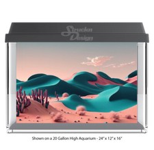 Abstract Sand Dunes Teal Polyester Fish Tank Glass Backdrop Aquarium Background