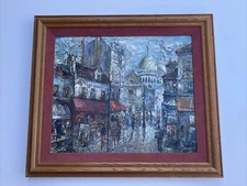 VINTAGE PAINTING PARIS STREET SCENE SIGNED COLORFUL MASTERFUL IMPRESSIONISM OIL