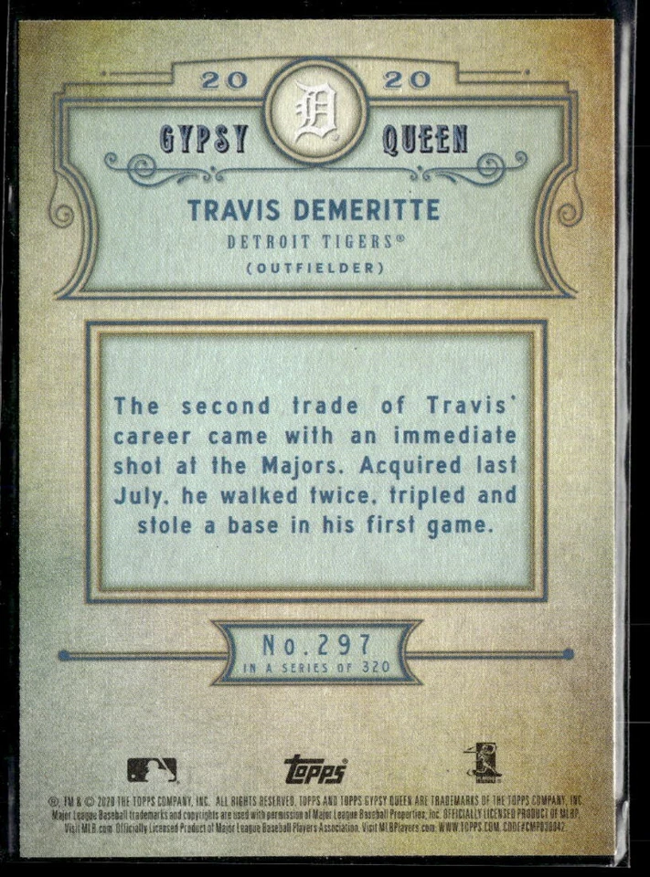 2020 Topps Gypsy Queen #297 Travis Demeritte RC  BB01R01G - Image 2 of 2