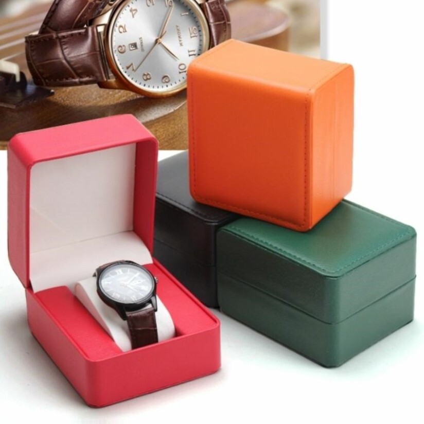 Single Grid PU Leather Watch Display Jewelry Gifts Storage Box