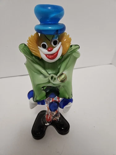vintage Murano art glass clown figurine  As Is. Has Chip On Right Sleeve