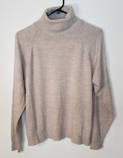 Hampshire Studio Acrylic Turtleneck Sweater Womens 44 Baige Made In USA 0217