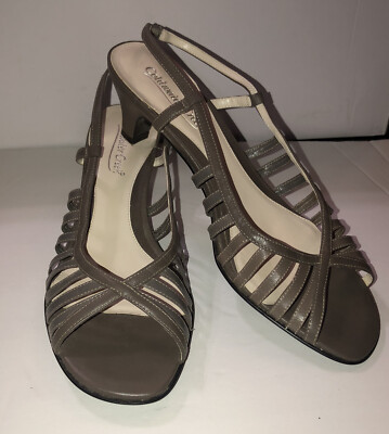 COLDWATER CREEK Basket Weave Heels Slingback Style Princess Pewter Size 10