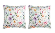 Sky $160 Pastel Perennials Floral Euro Sham Pair 100% Cotton