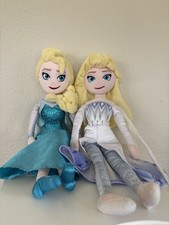 Disney Frozen 1 2 Elsa 18 Plush Dolls Lot of 2 Blue Dress White Outfit
