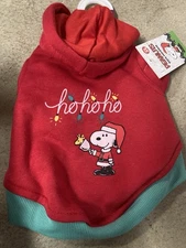 Peanuts Santa Snoopy Woodstock Christmas Dog Hoodie Outfit Costume Red NWT