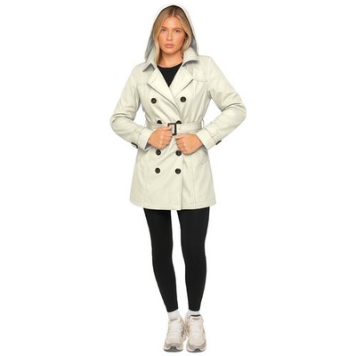 Enzo Damen Trenchcoat Damen wasserdichte zweireihige Jacke mit Gürtel