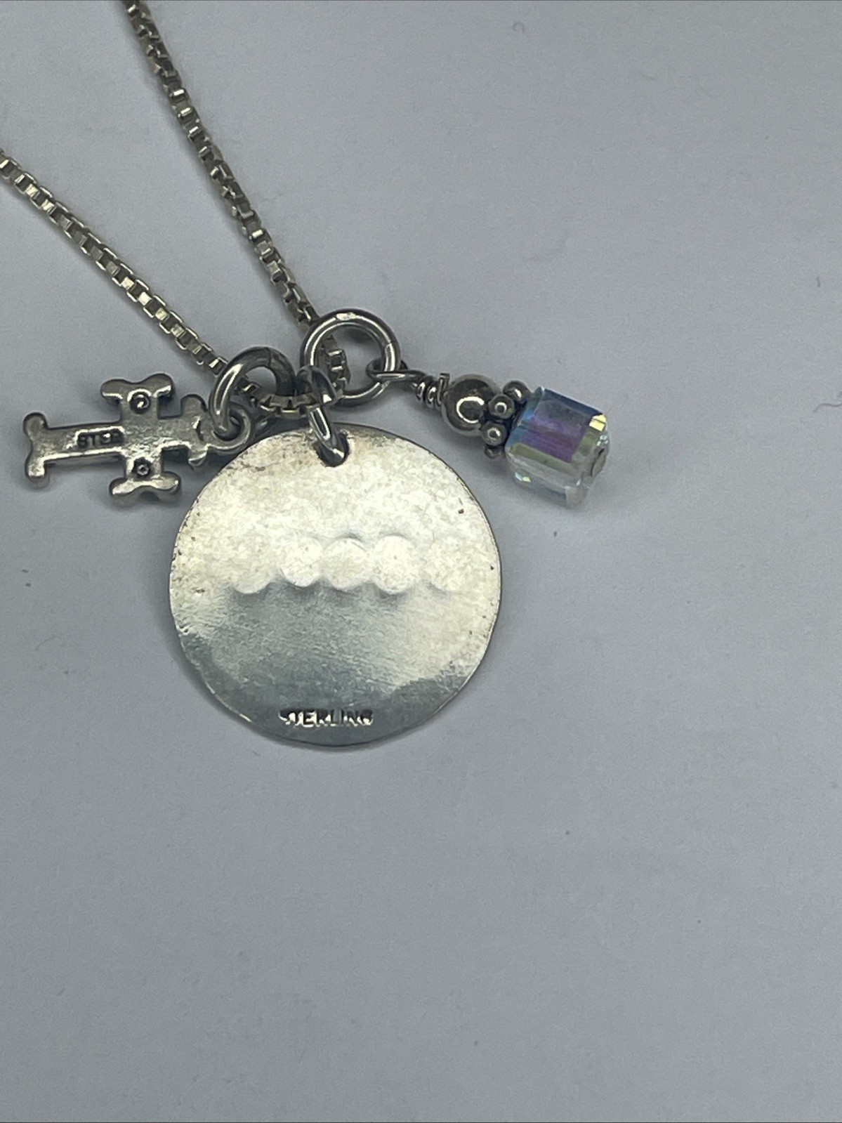 Solid Sterling Vintage Artisan Made Religious Cha… - image 2