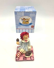 Raggedy Ann Figurine Milk and Cookies Hand Pa...