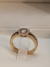 Round halo natural diamond ring with shoulder stones 18ct rose gold-0.65-D-VVS1