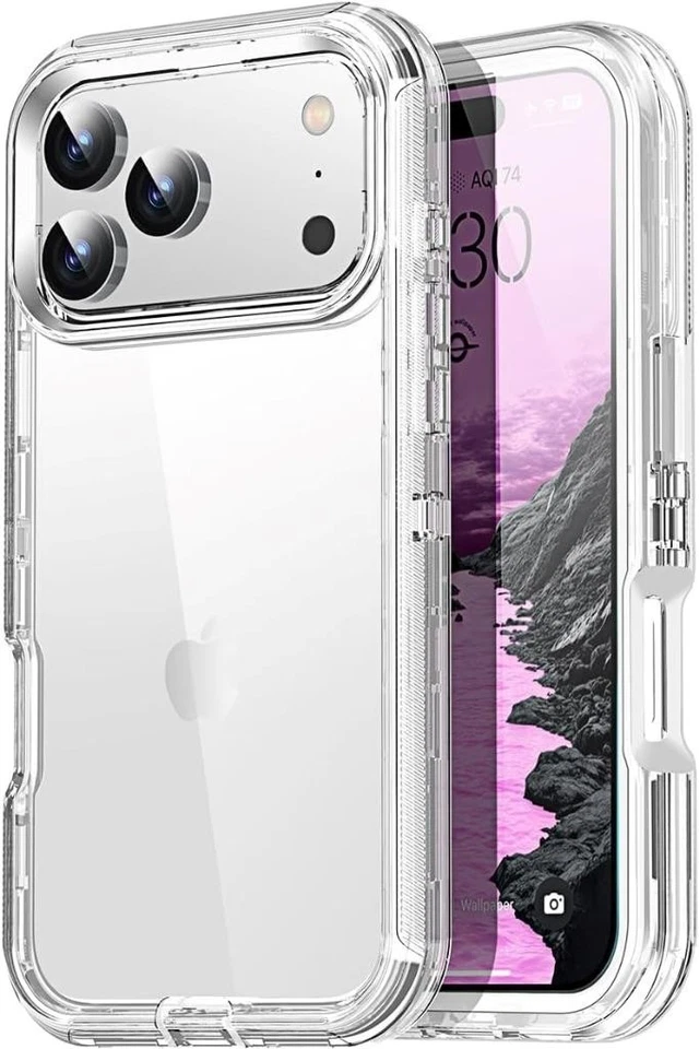 For iPhone 17 PRO MAX 17 AIR + Clear Transparent Hybrid Case Clip fits Otterbox - Image 2 of 4