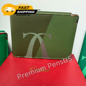 AUCTION CARTIER Must De Cartier Dark Olive Green Bifold Wallet Vintage