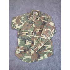Vintage Five Brother Flannel Shirt Mens L Green Camo Woodland Made in USA