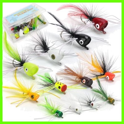 Fly Fishing Poppers Flies, Fly Popper Lures Bass Bluegill Crappie Trout Salmo...