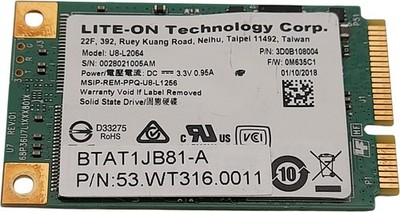 Lite-On U8-L2064 256GB mSATA SSD Solid State Drive 90-99% Health