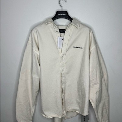 Balenciaga Logo-Embroidered Shirt Jacket White Men s Medium