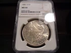 1881-S MS66 Morgan Silver Dollar NGC Certified Gem - Bright/Faint Gold Hue/Color