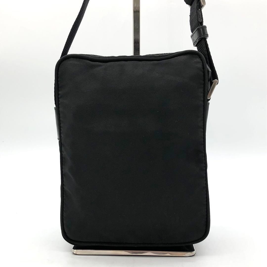 PRADA shoulder bag Amazon triangle logo plate nylon leather black thumbnail 3