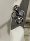 Vintage 4 Stone Moonstone Oval Sterling Silver 925 Earrings
