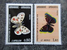 ANDORRE timbres N° 258 et 259 PAPILLONS neuf ** cote 10 € en TBE lot OH483