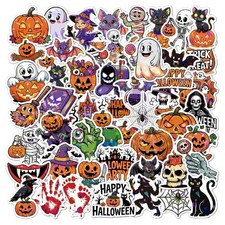 100Pcs Halloween Stickers, 1.7in-2.5in, Halloween-pumpkin Ghost 100