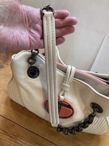 a.testino Handbag Women White Slouch Pebble Leather Hobo Chained Shoulder Tote - Picture 7 of 19