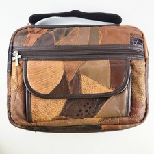 Patchwork Leather Bible Cover Case Brown Cross Zipper Vintage Grannycore