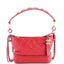 Chanel Gabrielle Hobo with Logo Handle Quilted Aged Calfskin Small
