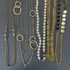 Vintage Costume Jewelry Necklaces Gold Tone Faux Pearl Opera Rope Long Estate
