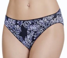 JOCKEY No Panty Line Promise Branches Navy Blue Lavender Bikini Panty Womens 7 L