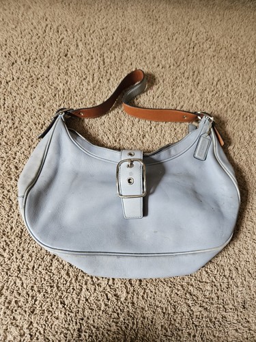 Coach Vintage Hamptons Hobo Bag Blue Leather M3S-7592 Silver Buckle - Image 1