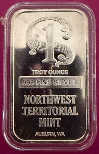 NORTHWEST TERRITORIAL MINT - 1 OZ. Silver Bar - .999 Fine Silver - Capsuled