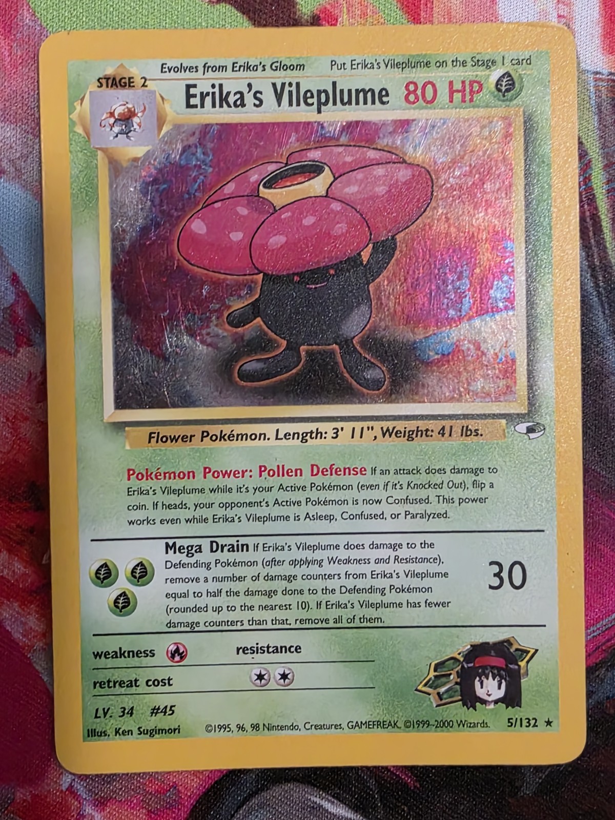 Erika's Vileplume 5/132 Pokemon TCG Gym Heroes Unlimited Holo Rare