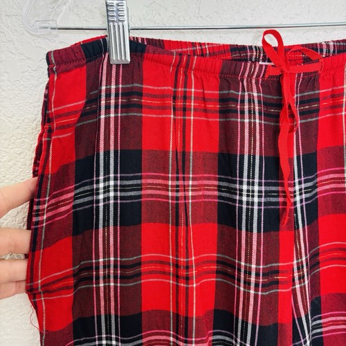 Victorias Secret Pajama Set Size M Red Plaid Dream Long Bottoms Button Up Cotton - Picture 10 of 14