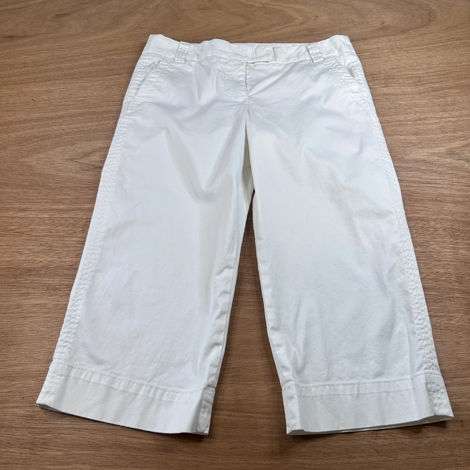 J.Crew Favorite Fit White Cropped Wide Leg Capri Pants Women's Size 6